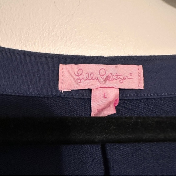 Lilly Pulitzer Lilah Navy Blue Shift Dress Gold Buttons Size Large - Picture 7 of 9